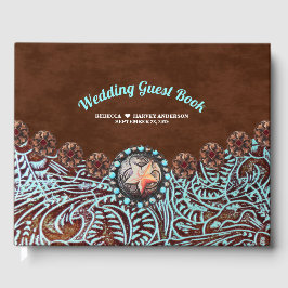 sköldpadda brun cowboy land westernare bröllop gästböcker