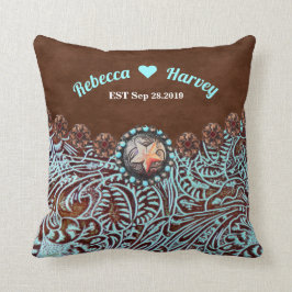 sköldpadda brun cowboy land westernare bröllop kudde