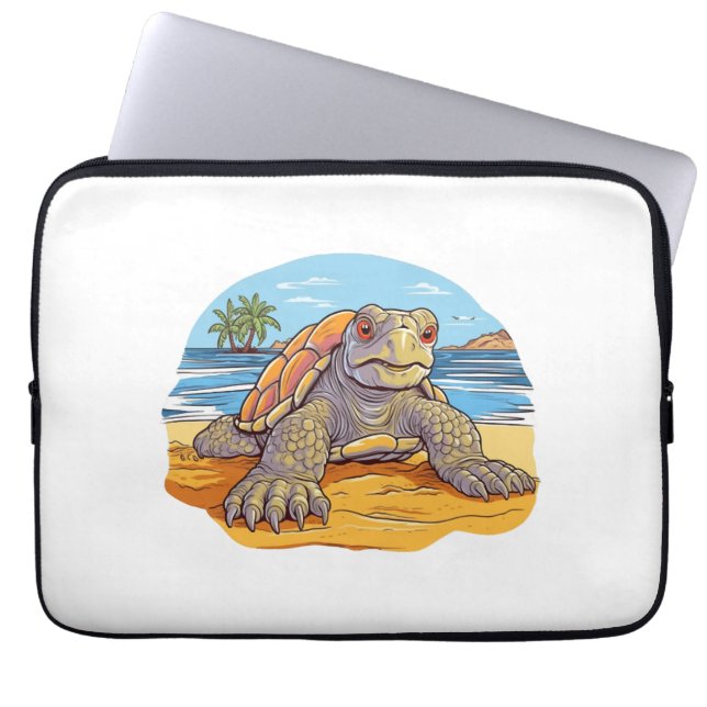 Sköldpadda Cartoon strand Laptop Fodral (Framsidan)