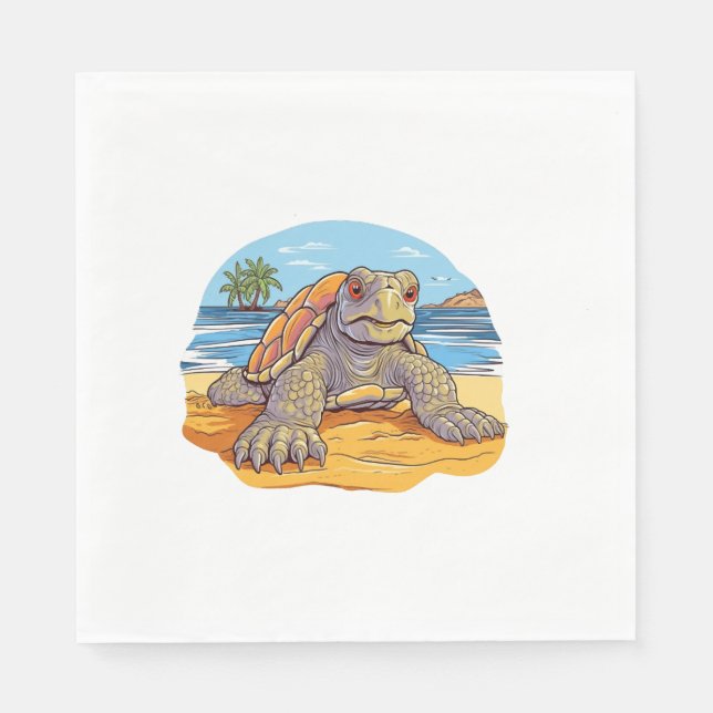 Sköldpadda Cartoon strand Pappersservett (Framsidan)
