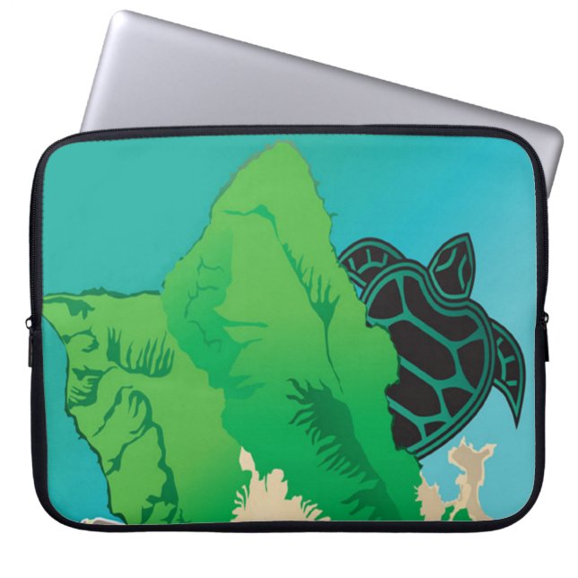 Sköldpadda för Hanauma fjärdHawaii grön hav Laptop Sleeve (Framsidan)