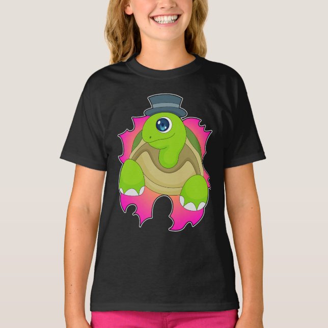 Sköldpadda Hatt T Shirt (Framsida)
