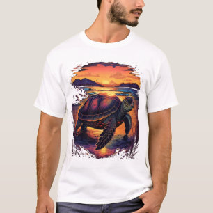 Sköldpadda Hav Ocean Kust Tropisk Strand Solnedgån T Shirt