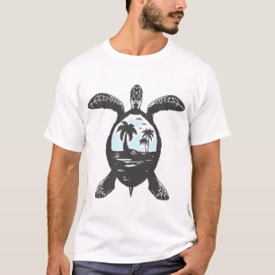 Sköldpadda Hav Strand Hav Turkos Konst T Shirt