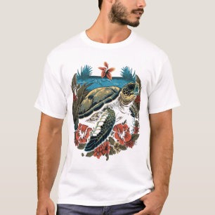 Sköldpadda Hawaiianska Havssköldpaddor Hibiskus Bl T Shirt