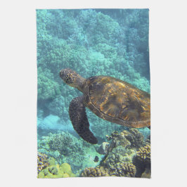 sköldpadda i havet kökshandduk