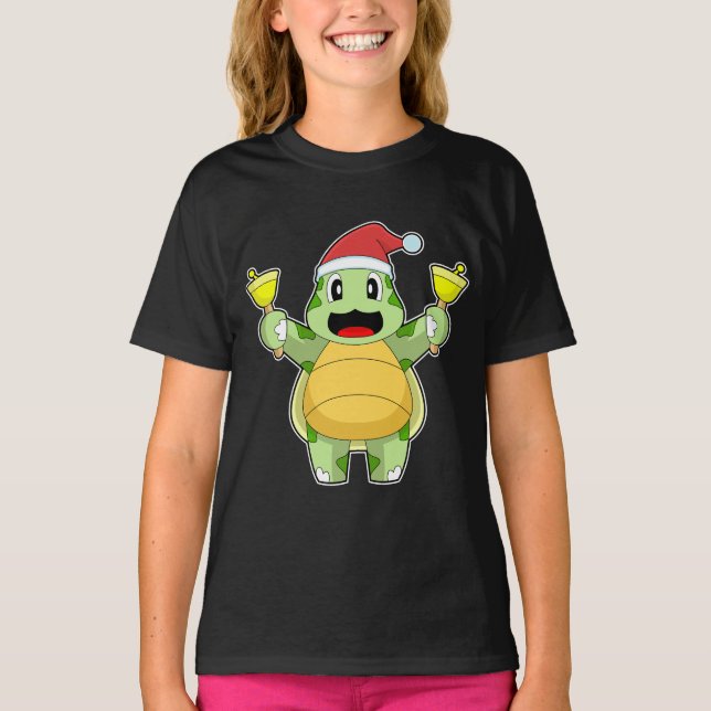 Sköldpadda jul julklockor t shirt (Framsida)