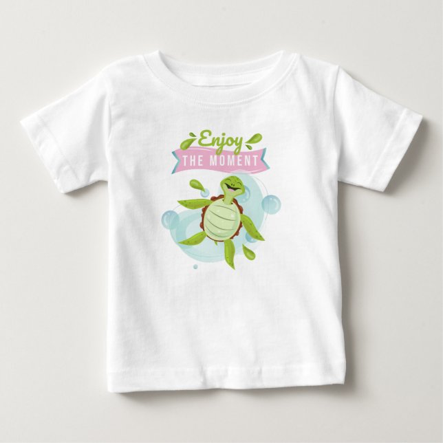Sköldpadda Karaktär Glad Glädje Liv T Shirt (Framsida)