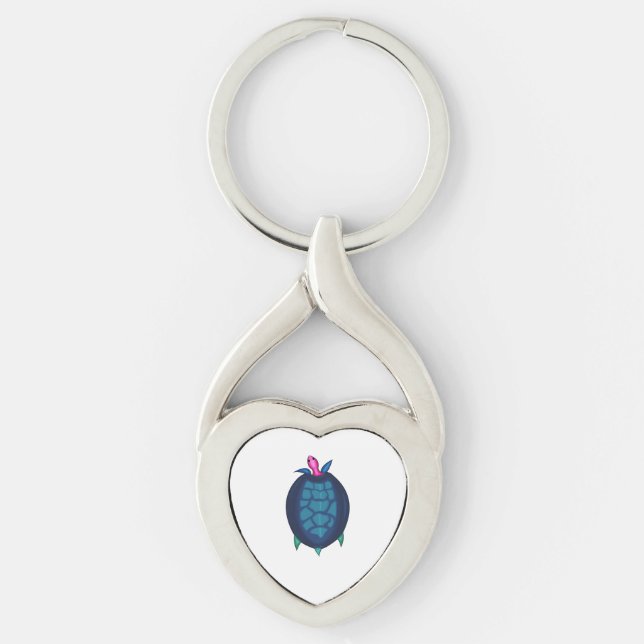 SKÖLDPADDA Kopiera Kopiera Twisted Heart Silverfärgad Nyckelring (Framsidan)