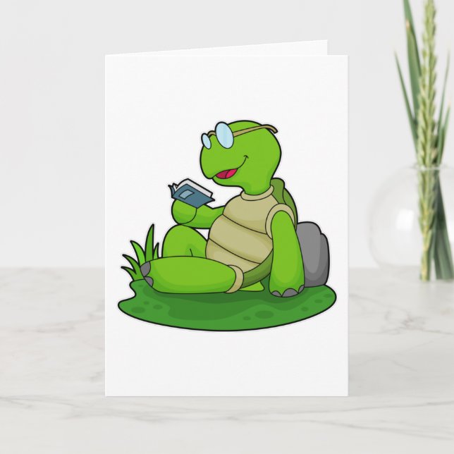 Sköldpadda Läs Bok Kort (Framsida)