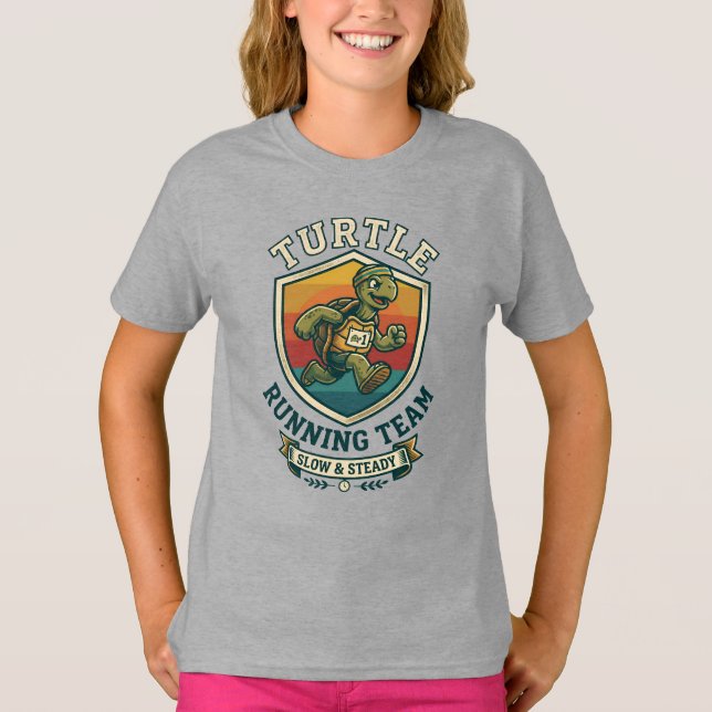 Sköldpadda Löpteam Långsam Stadig Löpare T Shirt (Framsida)