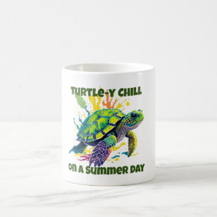 Sköldpadda-ly fin på en sommar dag kastkudde kaffemugg