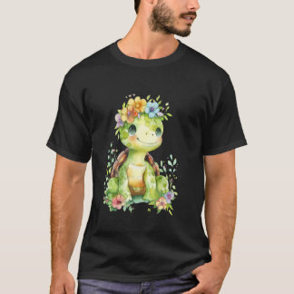 sköldpadda med blommor, tjuvsköldpaddor, skyddat d t shirt