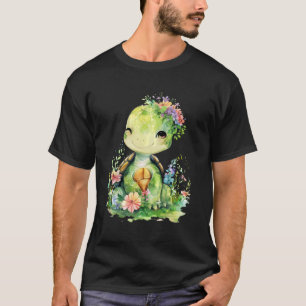 sköldpadda med blommor, tjuvsköldpaddor, skyddat d t shirt
