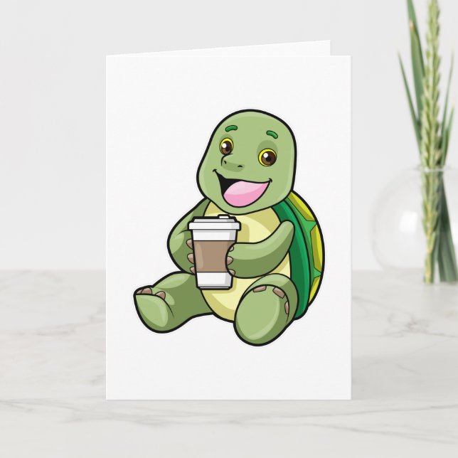 Sköldpadda med skal & kaffe att ta med kort (Framsida)