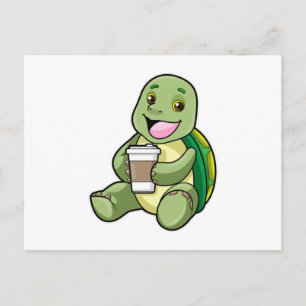 Sköldpadda med skal och kaffe att ta med vykort