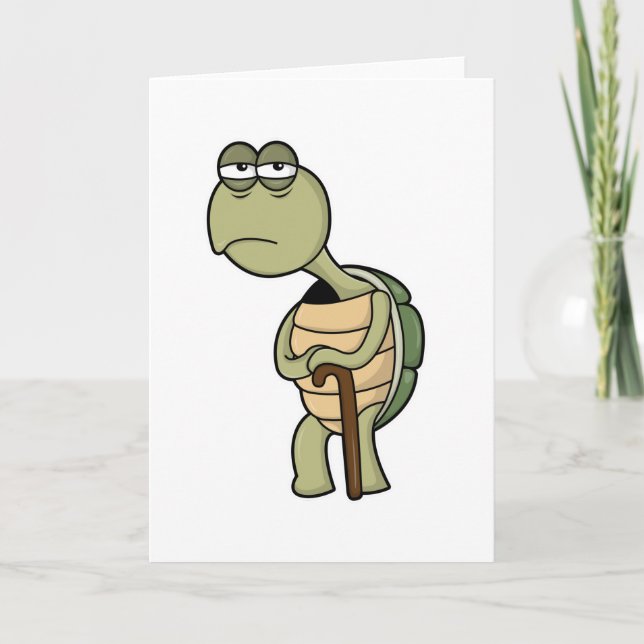 Sköldpadda med skal och vandringsstav kort (Framsida)