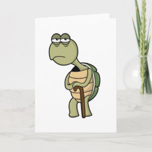 Sköldpadda med skal och vandringsstav kort