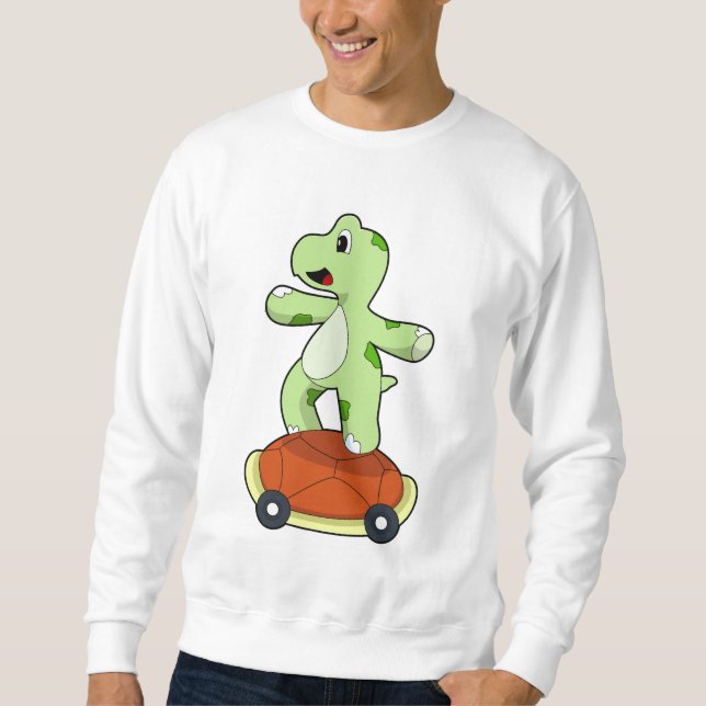 Sköldpadda med skal som skateboard lång ärmad tröja (Framsida)