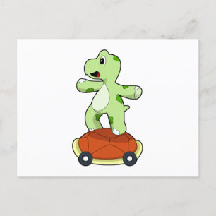 Sköldpadda med skal som skateboard vykort