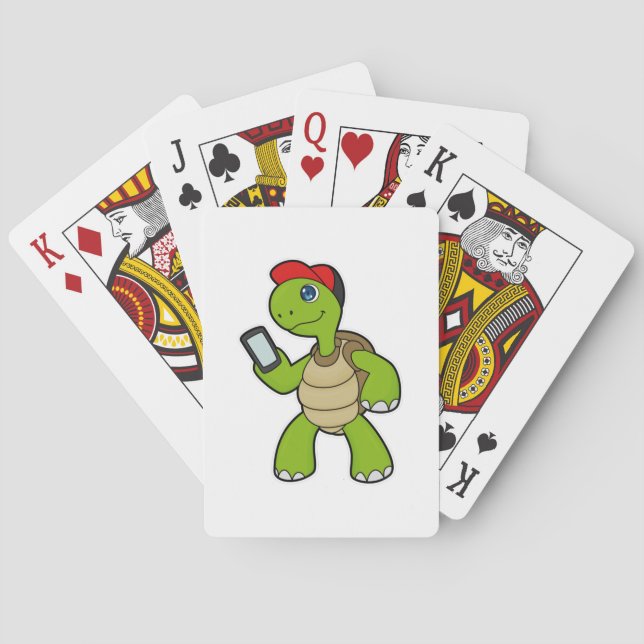 Sköldpadda med telefon och hatt casinokort (Baksidan)