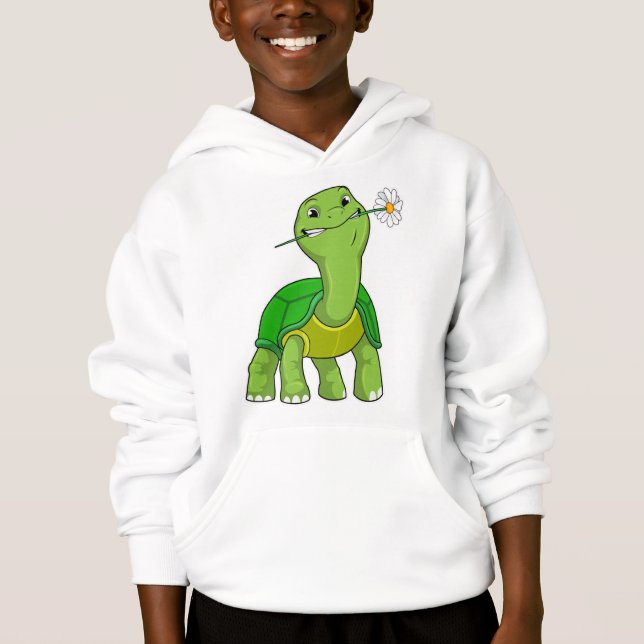 Sköldpadda med tusenskönablomma t shirt (Framsida)
