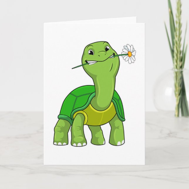 Sköldpadda med tusenskönsblomma kort (Framsida)