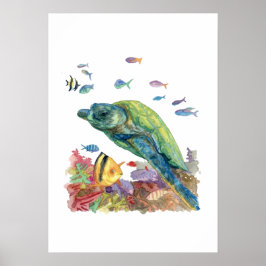 Sköldpadda och fiskar i havet poster