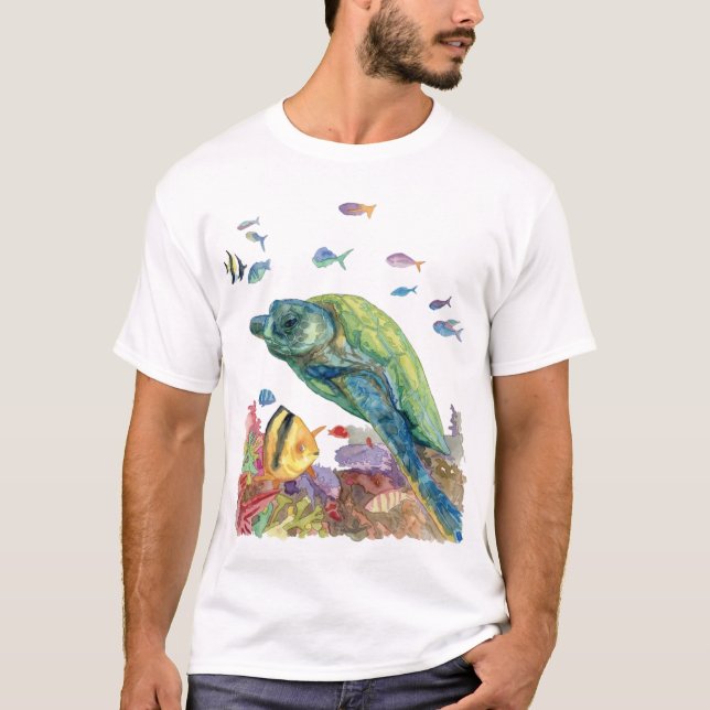 Sköldpadda och fiskar i havet t shirt (Framsida)