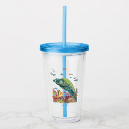 Sköldpadda och fiskar i havet take away mugg