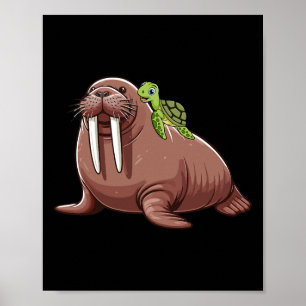 Sköldpadda Ridande Valross Kostym Havsdjur Älskare Poster
