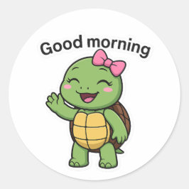 Sköldpadda säger God Morgon Runt Klistermärke