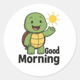 Sköldpadda säger God Morgon Runt Klistermärke