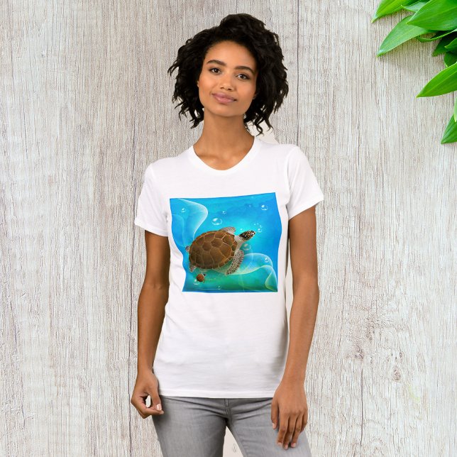 Sköldpadda Simmande Dam T-Shirt (Skapare uppladdad)
