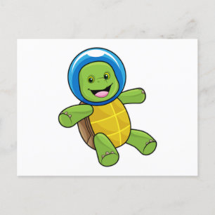 Sköldpadda som astronaut med glasboll vykort