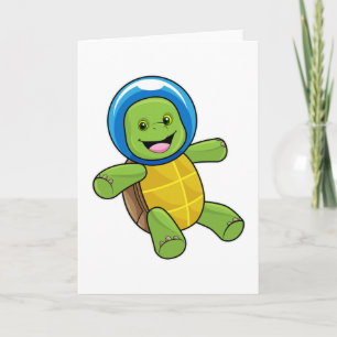 Sköldpadda som astronaut med glaskula kort