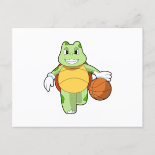 Sköldpadda som basketspelare med basketboll.PNG Vykort