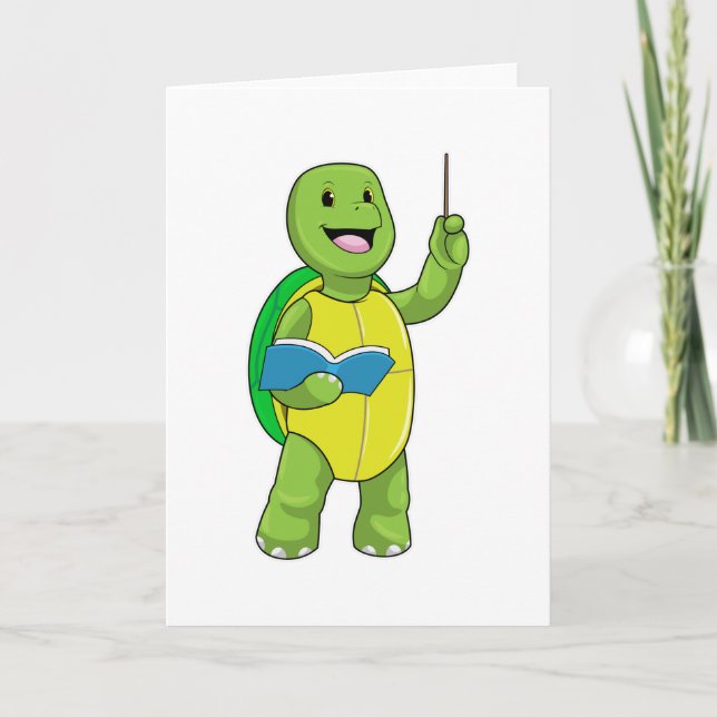 Sköldpadda som lärare med bok och pekare kort (Framsida)