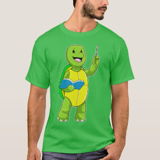 Sköldpadda som lärare med bokpekare t shirt