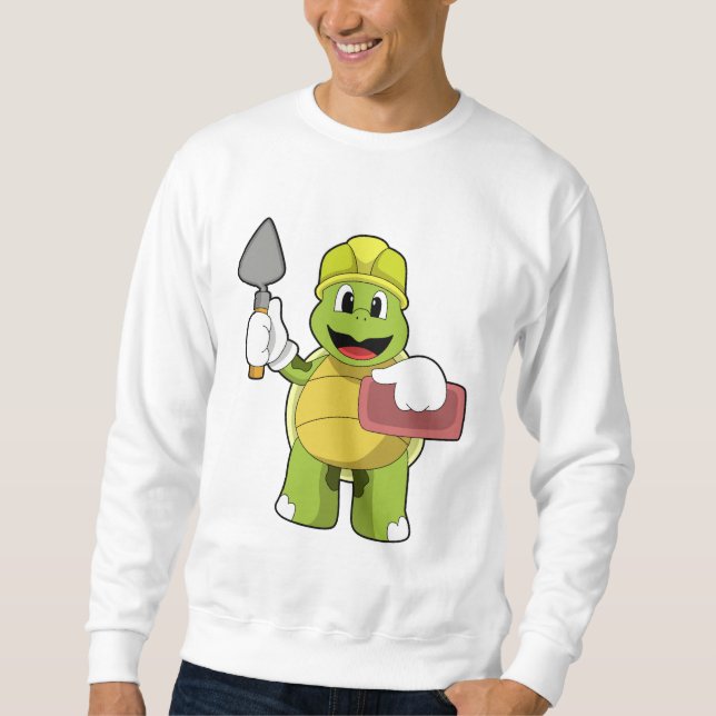 Sköldpadda som murare med sten lång ärmad tröja (Framsida)