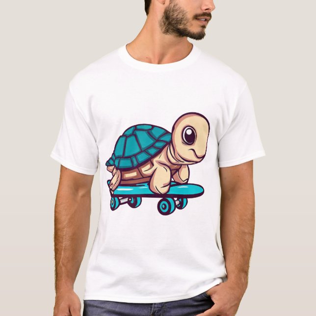 Sköldpadda som skateboardar t shirt (Framsida)