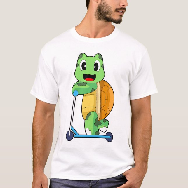 Sköldpadda sparkcykel t shirt (Framsida)