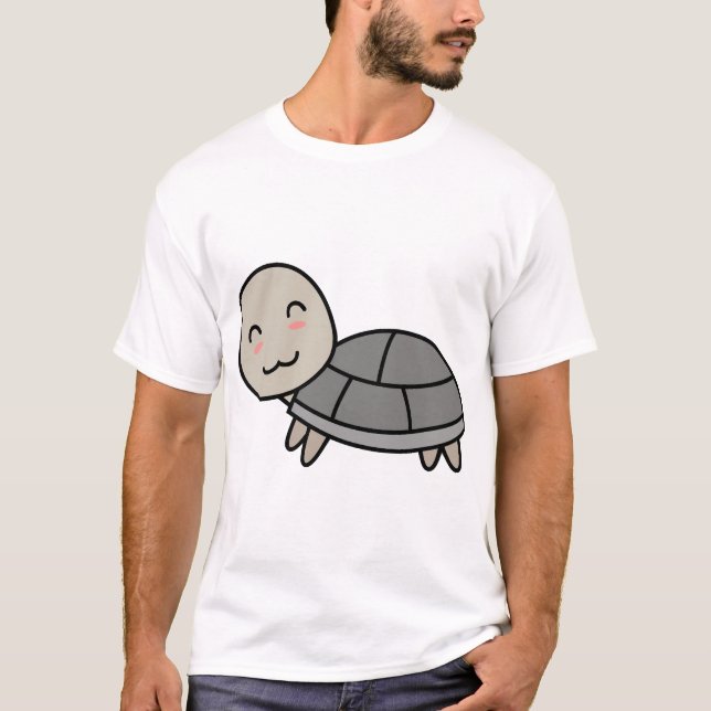 Sköldpadda tecknad djur t shirt (Framsida)
