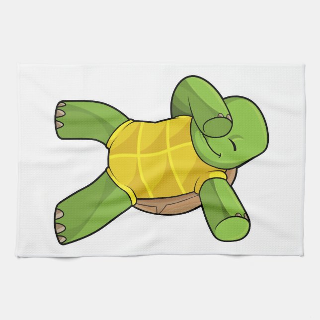 Sköldpadda Vid Hip Hop Dans Dab Kökshandduk (Horisontell)