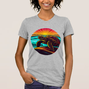 Sköldpadda vid solnedgång, inspirerande naturdesig t shirt