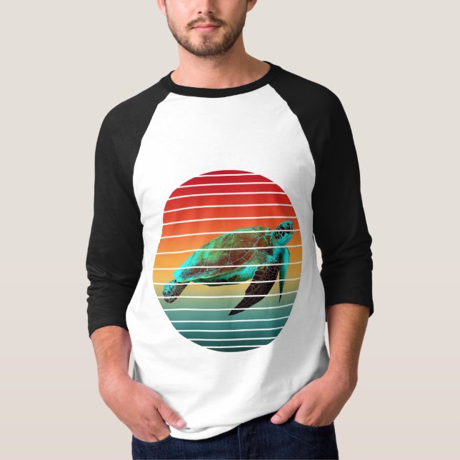 sköldpadda vintage   t shirt (Framsida)