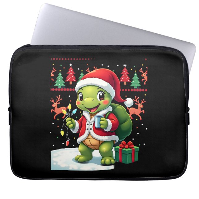 Sköldpadda Xmas Ljus Fula Tomte Sköldpadda Jul Tan Laptop Fodral (Framsidan)
