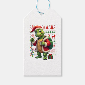 Sköldpadda Xmas-ljus Fula Tomte Sköldpadda Jul Tan Presentetikett