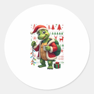 Sköldpadda Xmas-ljus Fula Tomte Sköldpadda Jul Tan Runt Klistermärke