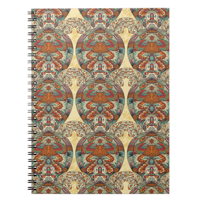 Sköldpaddablommönster Anteckningsbok Med Spiral (Framsidan)